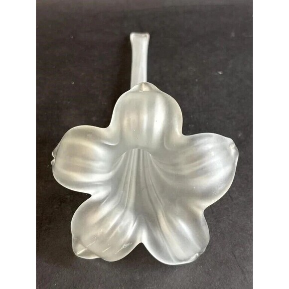 Art Nouveau Vintage Frosted Hand Blown Glass Lily Bud Vase Decorative Flower - Picture 1 of 5